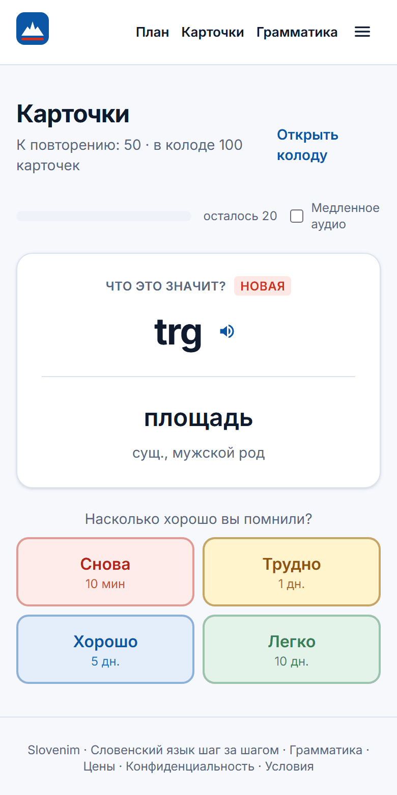 Карточки, которые возвращаются вовремя