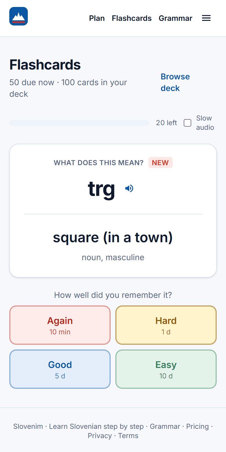 Flashcards that come back at the right time